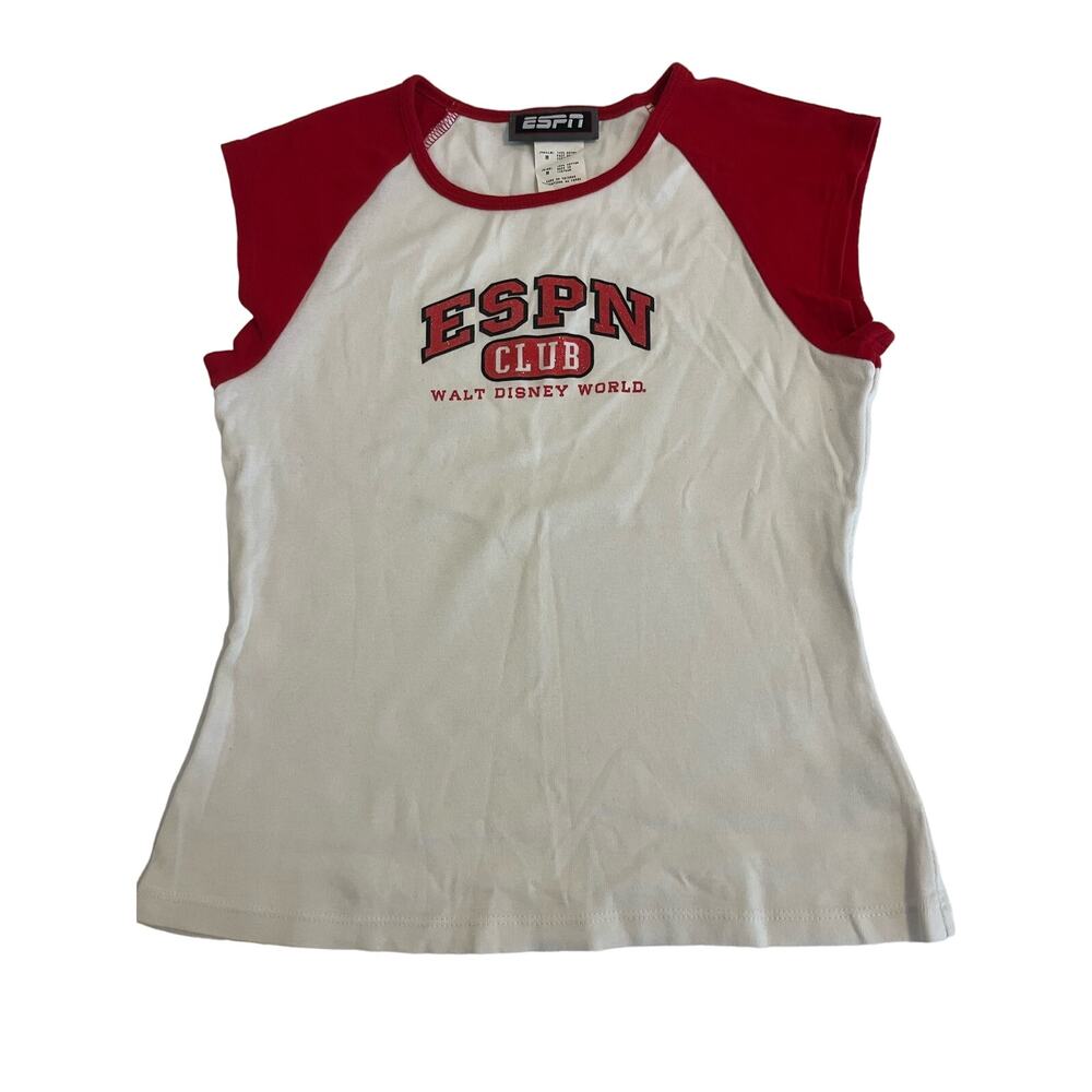 ESPN Sports Club Walt Disney World Red Sparkle Design Baby T-Shirt Sz M 90's